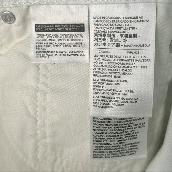 NWT LEVI’S 511 Slim Shorts White Denim Raw Hem Roll Up Casual Summer Jean Shorts - Picture 15 of 15